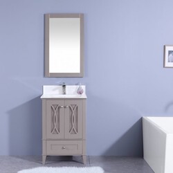 LEGION FURNITURE WT7424-GW 24 INCH VANITY SET WITH MIRROR IN GRAY, NO FAUCET