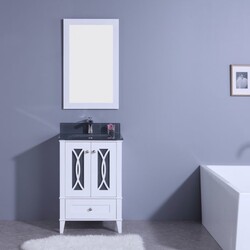LEGION FURNITURE WT7424-WT 24 INCH VANITY SET WITH MIRROR IN WHITE, NO FAUCET