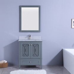 LEGION FURNITURE WT7430-GG 30 INCH VANITY SET WITH MIRROR IN GRAY, NO FAUCET