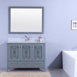LEGION FURNITURE WT7448-GG 48 INCH VANITY SET WITH MIRROR IN GRAY, NO FAUCET