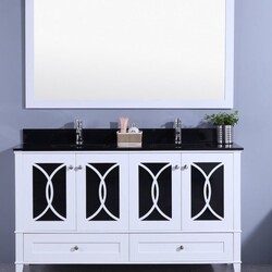 LEGION FURNITURE WT7460-WB 60 INCH VANITY SET WITH MIRROR IN WHITE, NO FAUCET