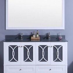 LEGION FURNITURE WT7460-WT 60 INCH VANITY SET WITH MIRROR IN WHITE, NO FAUCET