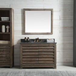 LEGION FURNITURE WH8448 48 INCH WOOD VANITY IN BROWN WITH MARBLE TOP, NO FAUCET