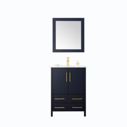 LEGION FURNITURE WA7924-B 24 INCH SOLID WOOD INCH VANITY SET WITH MIRROR IN BLUE, NO FAUCET