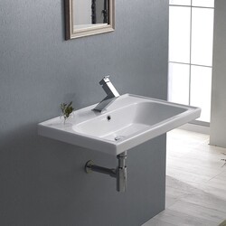 CERASTYLE 031000-U FRAME 24 X 18 INCH RECTANGLE WHITE CERAMIC WALL MOUNTED OR SELF RIMMING SINK