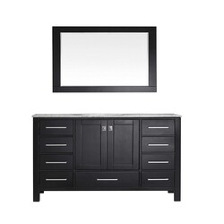 EVIVA EVVN412-60-SS ABERDEEN 60 INCH TRANSITIONAL SINGLE BATHROOM VANITY WITH WHITE CARRERA COUNTERTOP