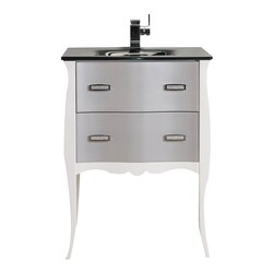 EVIVA EVVN532-24WHSV ARANJUEZ 24 INCH WHITE AND SILVER MODERN BATHROOM VANITY SET WITH INTEGRATED SINK