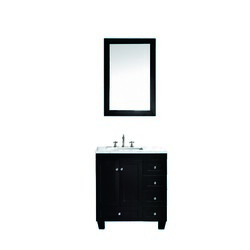 EVIVA EVVN69-30ES ACCLAIM C. 30 INCH TRANSITIONAL ESPRESSO BATHROOM VANITY WITH WHITE CARRERA MARBLE COUNTER-TOP