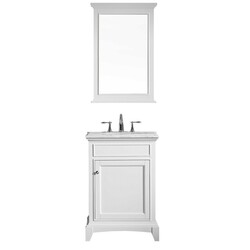 EVIVA EVVN709-24WH ELITE STAMFORD 24 INCH WHITE SOLID WOOD BATHROOM VANITY SET WITH DOUBLE OG WHITE CARRERA MARBLE TOP AND WHITE UNDERMOUNT PORCELAIN SINK
