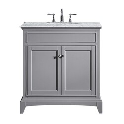 EVIVA EVVN709-30GR ELITE STAMFORD 30 INCH GRAY SOLID WOOD BATHROOM VANITY SET WITH DOUBLE OG WHITE CARRERA MARBLE TOP AND WHITE UNDERMOUNT PORCELAIN SINK