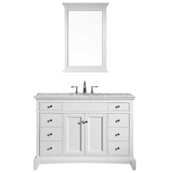 EVIVA EVVN709-48WH ELITE STAMFORD 48 INCH WHITE SOLID WOOD BATHROOM VANITY SET WITH DOUBLE OG WHITE CARRERA MARBLE TOP AND WHITE UNDERMOUNT PORCELAIN SINK
