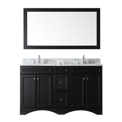 VIRTU USA ED-25060-WMSQ TALISA 60 INCH DOUBLE BATH VANITY WITH MARBLE TOP AND SQUARE SINK WITH MIRROR WITHOUT FAUCET
