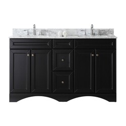 VIRTU USA ED-25060-WMSQ-NM TALISA 60 INCH DOUBLE BATH VANITY WITH MARBLE TOP AND SQUARE SINK WITHOUT FAUCET