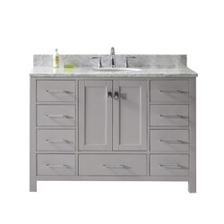 VIRTU USA GS-50048-WMRO-NM CAROLINE AVENUE 48 INCH SINGLE BATH VANITY WITH MARBLE TOP AND ROUND SINK WITHOUT FAUCET