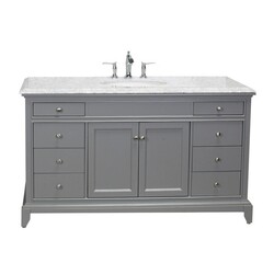 EVIVA EVVN709-60 ELITE STAMFORD 60 INCH SOLID WOOD SINGLE BATHROOM VANITY SET WITH DOUBLE OG CREMA MARFIL MARBLE TOP AND WHITE UNDERMOUNT PORCELAIN SINK