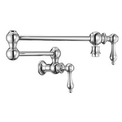 WHITEHAUS WHKPFLV3-9550-NT VINTAGE III PLUS WALL MOUNT RETRACTABLE SWING SPOUT POT FILLER WITH LEVER HANDLES