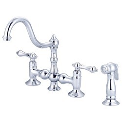 WATER-CREATION F5-0010-AL BRIDGE STYLE KITCHEN FAUCET WITH SIDE SPRAY TO MATCH WITH METAL LEVER HANDLES WITHOUT LABELS