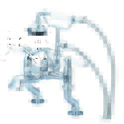 WATER-CREATION F6-0004 -PL VINTAGE CLASSIC ADJUSTABLE CENTER DECK MOUNT TUB FAUCET WITH HANDHELD SHOWER WITH PORCELAIN LEVER HANDLES WITHOUT LABELS