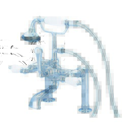 WATER-CREATION F6-0006-PL VINTAGE CLASSIC 7 INCH SPREAD DECK MOUNT TUB FAUCET WITH 6 INCH RISERS AND HANDHELD SHOWER WITH PORCELAIN LEVER HANDLES WITHOUT LABELS