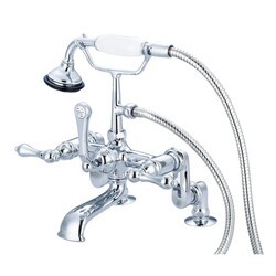 WATER-CREATION F6-0008-AL VINTAGE CLASSIC ADJUSTABLE CENTER DECK MOUNT TUB FAUCET WITH HANDHELD SHOWER WITH METAL LEVER HANDLES WITHOUT LABELS
