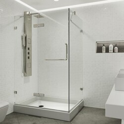 VIGO VG6011CL40WL MONTERAY 40-1/4 X 32-3/8 INCH FRAMELESS 3/8 INCH CLEAR GLASS SHOWER ENCLOSURE WITH LEFT BASE