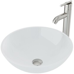 VIGO VGT270 WHITE FROST 16-1/2 INCH VESSEL SINK AND FAUCET SET IN BRUSHED NICKEL