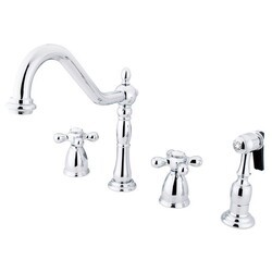 KINGSTON BRASS KB179AXBS HERITAGE WIDESPREAD KITCHEN FAUCET WITH BRASS SPRAYER