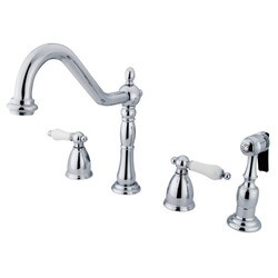 KINGSTON BRASS KB179PLBS HERITAGE WIDESPREAD KITCHEN FAUCET WITH BRASS SPRAYER