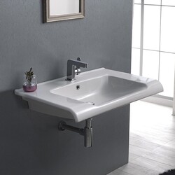 CERASTYLE 090700-U ANOVA 32 X 19 INCH RECTANGLE WHITE CERAMIC WALL MOUNTED OR SELF RIMMING SINK