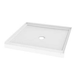 FLEURCO ADC36ST-18 36 X 18 INCH IN-LINE SQUARE BASE WITH CENTER DRAIN AND 3 INTEGRATED TILE FLANGES, NON LUCITE AND NON TEXTURED