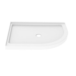 FLEURCO ADR3648-18 ADR 36 X 48 INCH HALF ROUND CORNER BASE WITH CENTER DRAIN AND 2 INTEGRATED TILE FLANGES, NON LUCITE AND NON TEXTURED