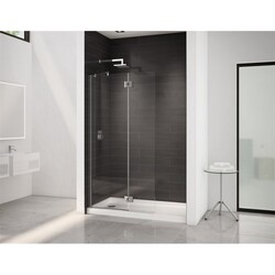 FLEURCO VMSXS24-40-79 SELECT MONACO 39-40 W X 80-1/2 H INCH WALK-IN SQUARE TOP SHOWER SHIELD WITH FIXED PANEL, SUPPORT BAR AND 3/8 INCH CLEAR GLASS