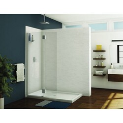 FLEURCO VWGSS24-40-79 MONACO 39-40 W X 79 H INCH WALK-IN SQUARE TOP SHOWER SHIELD WITH FIXED PANEL, GLASS SHELF AND 3/8 INCH CLEAR GLASS