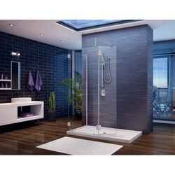 FLEURCO VW4304-40-79 MONACO V 46 W X 79 H INCH WALK-IN SHOWER SHIELD 4304 WITH SQUARE TOP, FIXED AND RETURN PANEL AND 3/8 INCH CLEAR GLASS