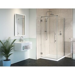 FLEURCO PMQ3242-40-79 PLATINUM CUBE 32 W X 79 H INCH DOOR WITH 42 INCH RETURN PANEL AND 3/8 INCH CLEAR GLASS