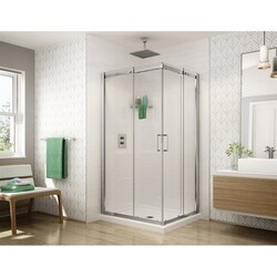 FLEURCO STC42-40 APOLLO SQUARE 42 W X 75 H INCH SEMI-FRAMELESS CORNER ENTRY SLIDING DOOR WITH 1/4 INCH CLEAR GLASS