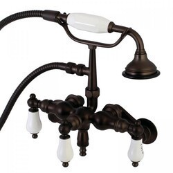 KINGSTON BRASS AE423T5 VINTAGE CLAWFOOT TUB FAUCET WITH HAND SHOWER IN OIL RUBBED BRONZE