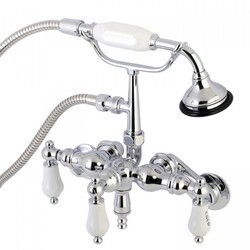 KINGSTON BRASS AE424T1 VINTAGE WALL MOUNT CLAWFOOT TUB FAUCET WITH HAND SHOWER IN CHROME