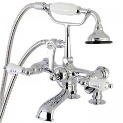 KINGSTON BRASS AE654T1 VINTAGE DECK MOUNT CLAWFOOT TUB FAUCET WITH HAND SHOWER IN CHROME
