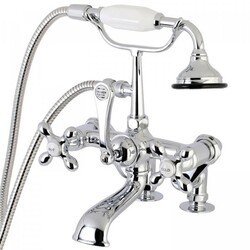 KINGSTON BRASS AE658T1 VINTAGE DECK MOUNT CLAWFOOT TUB FAUCET WITH HAND SHOWER IN CHROME