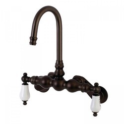 KINGSTON BRASS AE85T5 VINTAGE 3-3/8-INCH ADJUSTABLE WALL MOUNT TWO HANDLE TUB FAUCET IN OIL RUBBED BRONZE