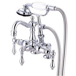 KINGSTON BRASS CC1014T1 VINTAGE 3-3/8 INCH DECK MOUNT CLAWFOOT TUB FILLER WITH HAND SHOWER IN CHROME