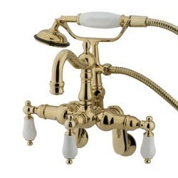 KINGSTON BRASS CC1305T VINTAGE WALL MOUNT TUB FILLER WITH ADJUSTABLE CENTERS AND HAND SHOWER