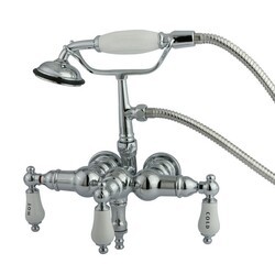 KINGSTON BRASS CC22T1 VINTAGE 3-3/8 INCH WALL MOUNT TUB FILLER HAND SHOWER IN POLISHED CHROME
