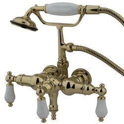 KINGSTON BRASS CC23T VINTAGE 3-3/8 INCH WALL MOUNT TUB FILLER WITH HAND SHOWER