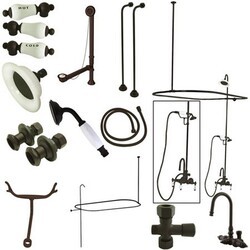 KINGSTON BRASS CCK2145HCPL VINTAGE HIGH RISE GOOSENECK CLAWFOOT TUB AND SHOWER PACKAGE WITH PORCELAIN LEVER HANDLES IN OIL RUBBED BRONZE