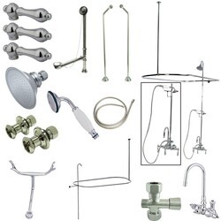 KINGSTON BRASS CCK2181AL VINTAGE HIGH RISE GOOSENECK CLAWFOOT TUB AND SHOWER PACKAGE WITH METAL LEVER HANDLES IN POLISHED CHROME