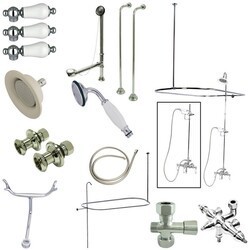 KINGSTON BRASS CCK3141PL VINTAGE DOWN SPOUT PACKAGE WITH PORCELAIN LEVER HANDLES IN POLISHED CHROME
