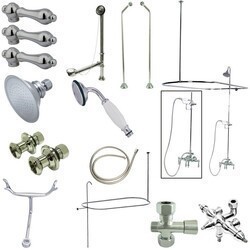 KINGSTON BRASS CCK318AL VINTAGE WALL MOUNT DOWN SPOUT CLAWFOOT TUB AND SHOWER PACKAGE WITH METAL LEVER HANDLES
