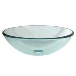 KINGSTON BRASS EVSPCC1 FAUCETURE TEMPLETON 1/2 INCH ROUND TEMPERED GLASS VESSEL SINK, CLEAR